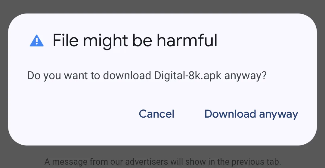 Press the download button, or scan the QR code with your phone camera if you're reading this on another device. If Chrome warns "File might be harmful", press Download anyway.