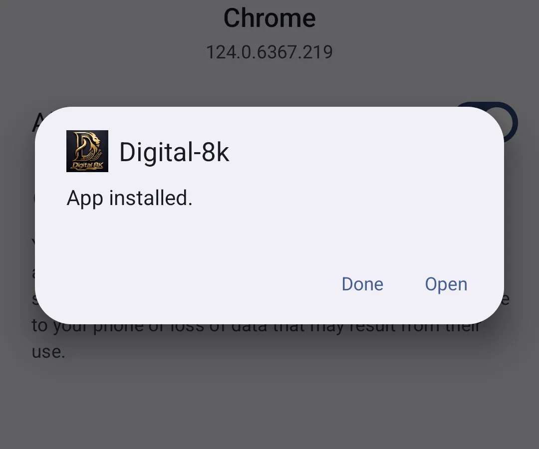 اضغط Open، وسجّل الدخول في Digital-8K.